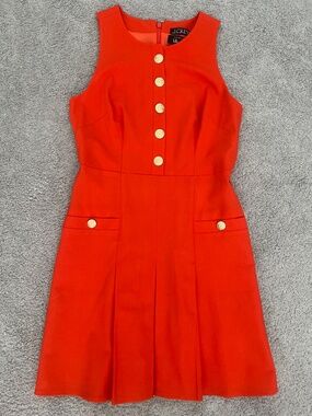 J. Crew Womens Dress Pleated Mini Italian Bi-Stretch Wool Blend Orange Size 0
